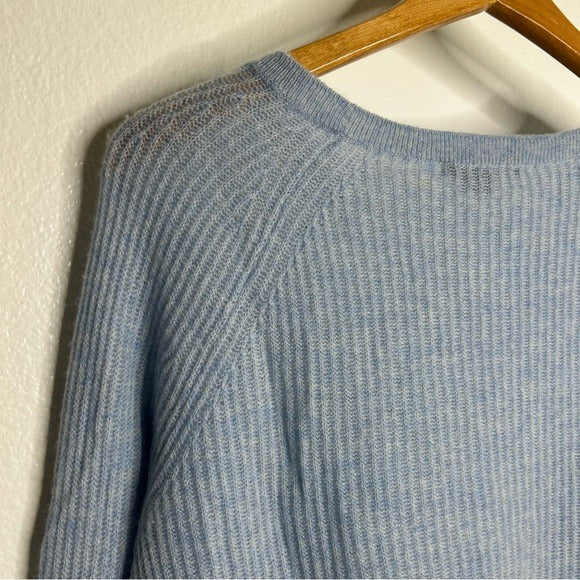 VINCE 100% Cashmere Baby Blue Ribbed Pullover Sweater