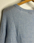 VINCE 100% Cashmere Baby Blue Ribbed Pullover Sweater