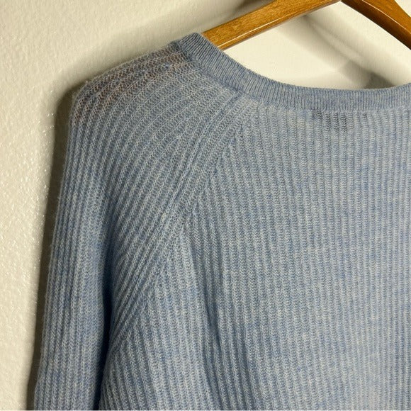 VINCE 100% Cashmere Baby Blue Ribbed Pullover Sweater