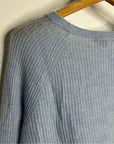 VINCE 100% Cashmere Baby Blue Ribbed Pullover Sweater