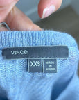 VINCE 100% Cashmere Baby Blue Ribbed Pullover Sweater