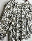 Natalie Martin 100% Silk Neutral Floral Long Sleeve Relaxed Fit Blouse