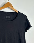 ATM 100% Cotton Black Scoop Neck Short Sleeve T - Shirt Top