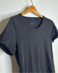 ATM 100% Cotton Black Scoop Neck Short Sleeve T - Shirt Top