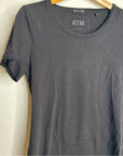 ATM 100% Cotton Black Scoop Neck Short Sleeve T - Shirt Top