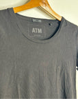 ATM 100% Cotton Black Scoop Neck Short Sleeve T - Shirt Top