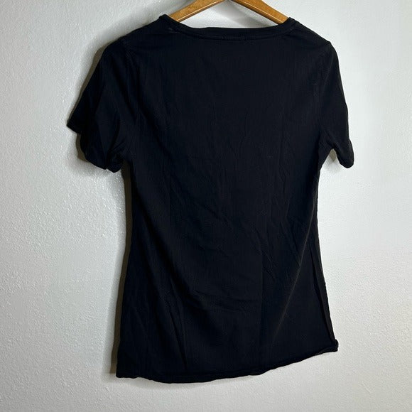 ATM 100% Cotton Black Scoop Neck Short Sleeve T - Shirt Top