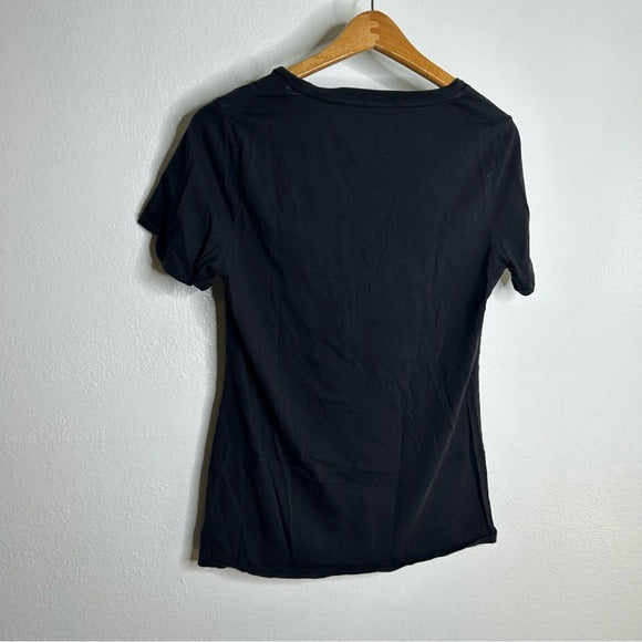 ATM 100% Cotton Black Scoop Neck Short Sleeve T - Shirt Top