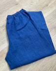 FLAX 100% Linen Blue Cropped Wide Leg Pull on Pant