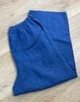FLAX 100% Linen Blue Cropped Wide Leg Pull on Pant