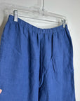 FLAX 100% Linen Blue Cropped Wide Leg Pull on Pant