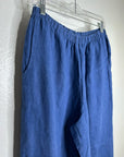 FLAX 100% Linen Blue Cropped Wide Leg Pull on Pant