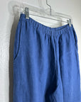 FLAX 100% Linen Blue Cropped Wide Leg Pull on Pant