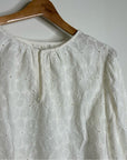 Velvet by Graham & Spencer 100% Cotton Floral Embrodiered Peasant Blouse Cream