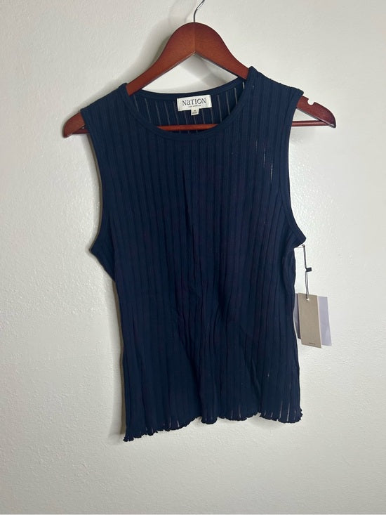 Nation LA 100% Organic Cotton Knit Ribbed Tank Top Ribbed In Night Sky
