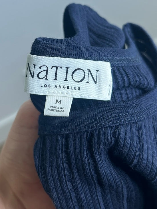 Nation LA 100% Organic Cotton Knit Ribbed Tank Top Ribbed In Night Sky
