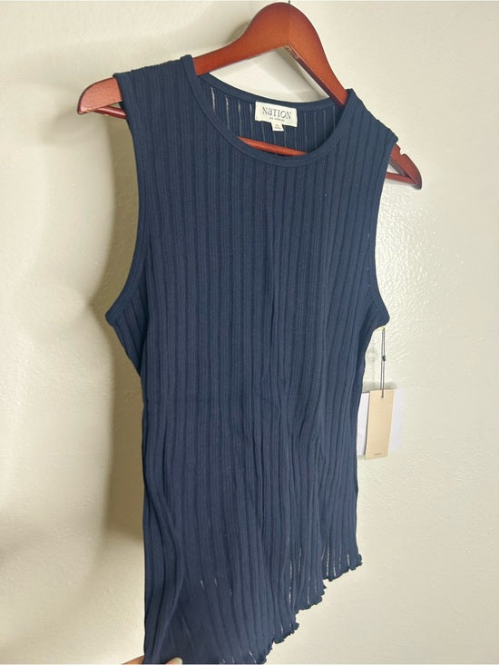 Nation LTD Nation LA 100% Organic Cotton Knit Ribbed Tank Top Ribbed In Night Sky - Cotton