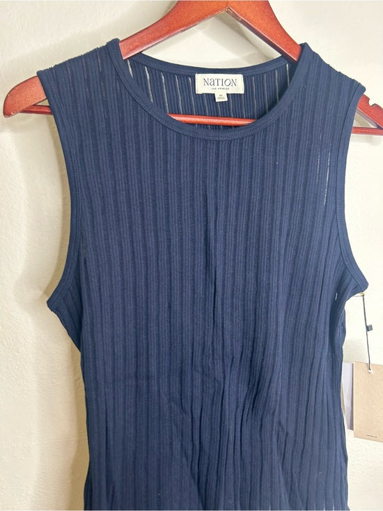 Nation LTD Nation LA 100% Organic Cotton Knit Ribbed Tank Top Ribbed In Night Sky - Cotton