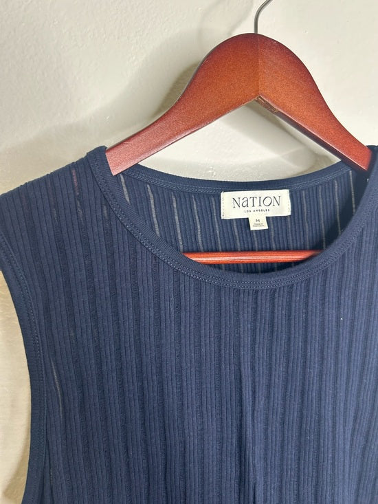 Nation LTD Nation LA 100% Organic Cotton Knit Ribbed Tank Top Ribbed In Night Sky - Cotton