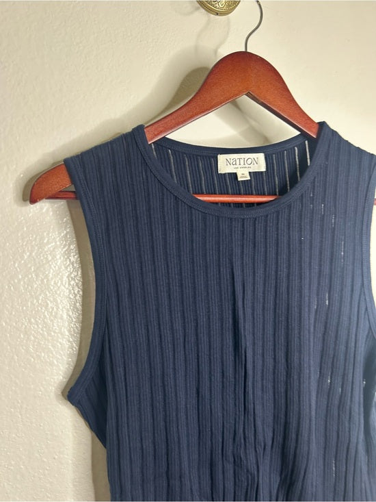Nation LA 100% Organic Cotton Knit Ribbed Tank Top Ribbed In Night Sky