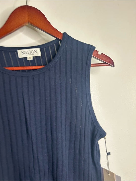 Nation LA 100% Organic Cotton Knit Ribbed Tank Top Ribbed In Night Sky