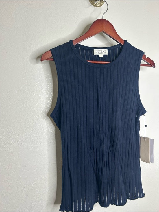 Nation LA 100% Organic Cotton Knit Ribbed Tank Top Ribbed In Night Sky