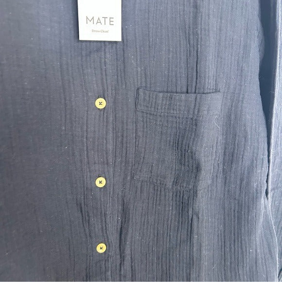 MATE the Label MATE The Label 100% Organic Cotton Gauze Button Down Shirt in Black - Cotton