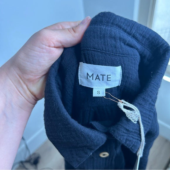 MATE The Label 100% Organic Cotton Gauze Button Down Shirt in Black
