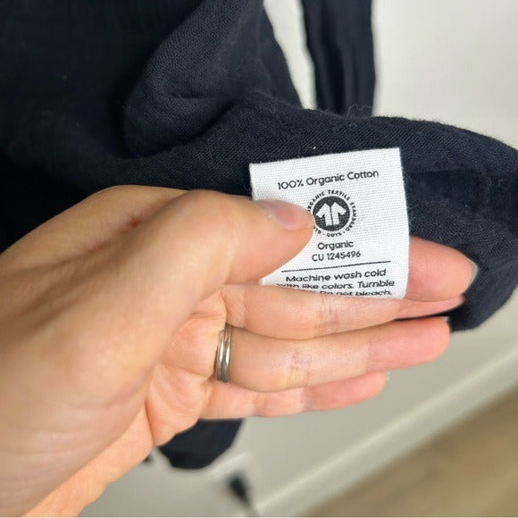 MATE The Label 100% Organic Cotton Gauze Button Down Shirt in Black