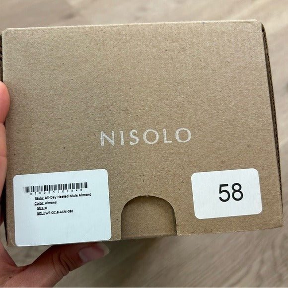 Nisolo All Day Heeled Leather Heeled Mule in Almond