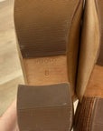 Nisolo All Day Heeled Leather Heeled Mule in Almond