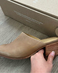 Nisolo All Day Heeled Leather Heeled Mule in Almond