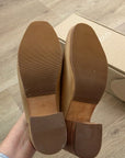 Nisolo All Day Heeled Leather Heeled Mule in Almond