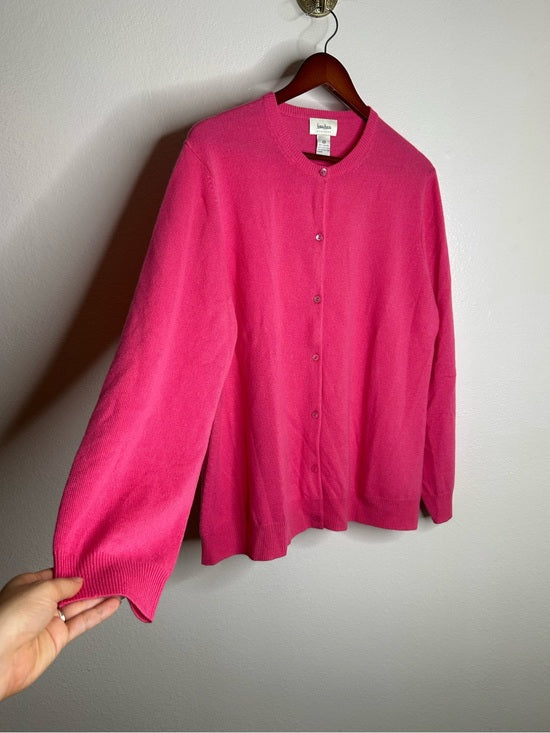 Neiman Marcus Neiman Marcus 100% Cashmere Hot Pink Button Down Crew Neck Cardigan Sweater - Cashmere