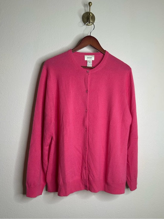 Neiman Marcus Neiman Marcus 100% Cashmere Hot Pink Button Down Crew Neck Cardigan Sweater - Cashmere