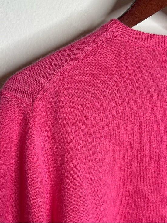 Neiman Marcus 100% Cashmere Hot Pink Button Down Crew Neck Cardigan Sweater