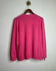 Neiman Marcus 100% Cashmere Hot Pink Button Down Crew Neck Cardigan Sweater