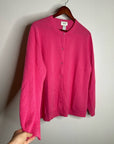 Neiman Marcus 100% Cashmere Hot Pink Button Down Crew Neck Cardigan Sweater