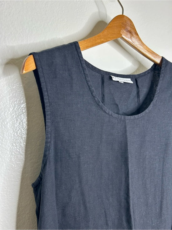 bryn Walker Bryn Walker 100% Linen Scoop Neck Black Tank Loose Fit Shift Dress - Linen