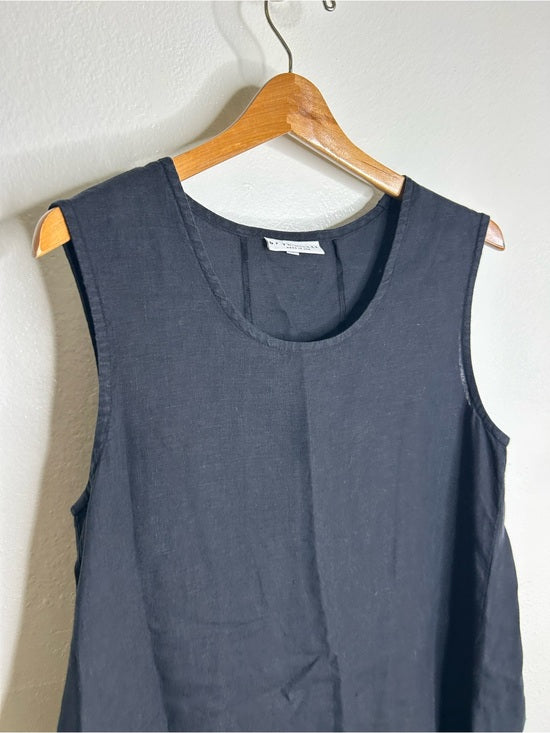 Bryn Walker 100% Linen Scoop Neck Black Tank Loose Fit Shift Dress