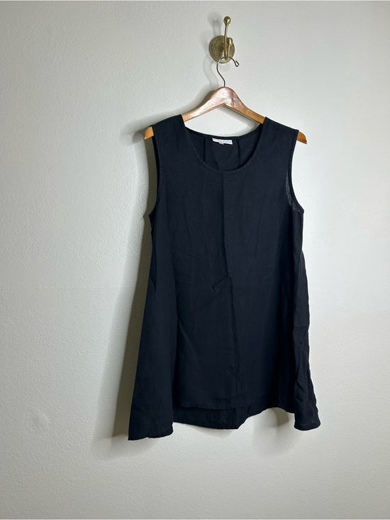 Bryn Walker 100% Linen Scoop Neck Black Tank Loose Fit Shift Dress