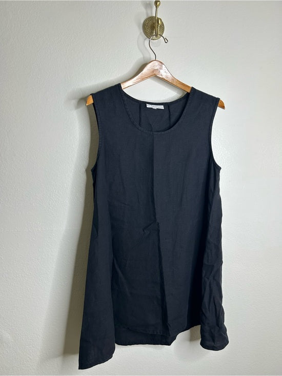 Bryn Walker 100% Linen Scoop Neck Black Tank Loose Fit Shift Dress