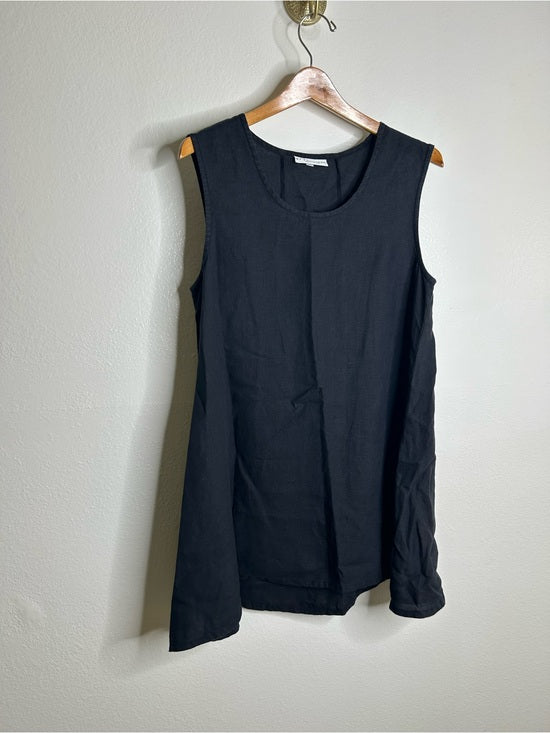 Bryn Walker 100% Linen Scoop Neck Black Tank Loose Fit Shift Dress