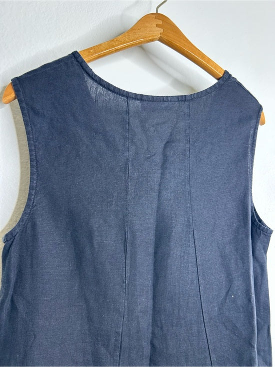 bryn Walker Bryn Walker 100% Linen Scoop Neck Black Tank Loose Fit Shift Dress - Linen