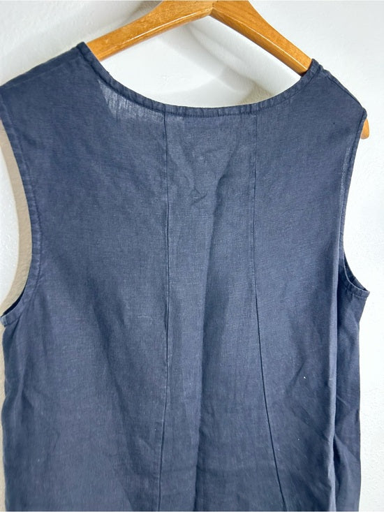 bryn Walker Bryn Walker 100% Linen Scoop Neck Black Tank Loose Fit Shift Dress - Linen