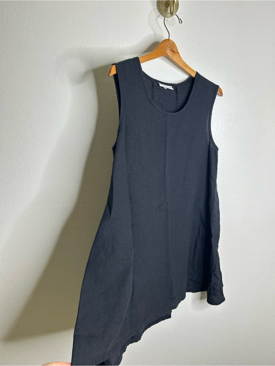 Bryn Walker 100% Linen Scoop Neck Black Tank Loose Fit Shift Dress