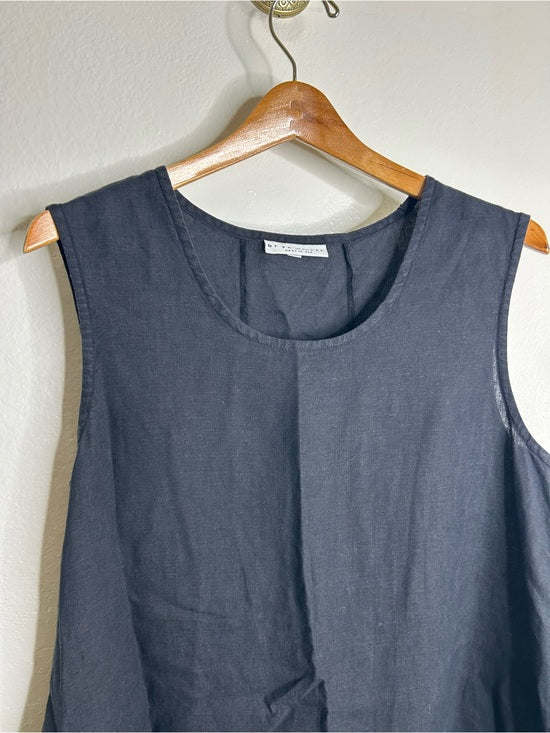 Bryn Walker 100% Linen Scoop Neck Black Tank Loose Fit Shift Dress