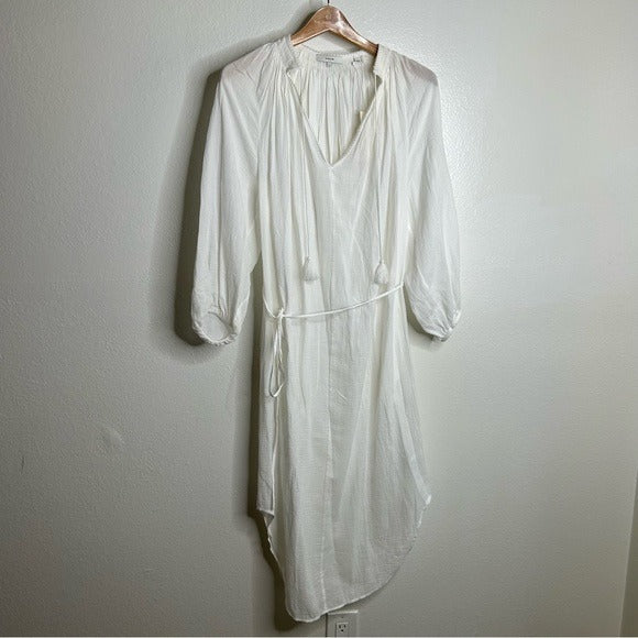 Vince VINCE 100% Cotton Gauze White Long Sleeve Midi Dress Coverup - Cotton