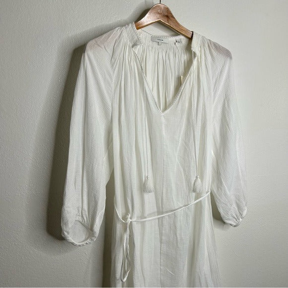 Vince VINCE 100% Cotton Gauze White Long Sleeve Midi Dress Coverup - Cotton