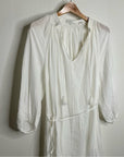 VINCE 100% Cotton Gauze White Long Sleeve Midi Dress Coverup